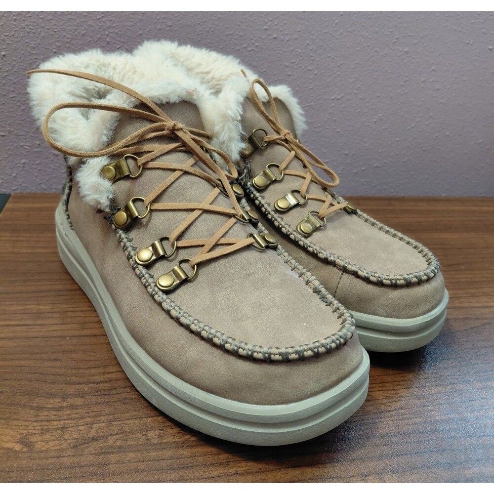 Hey Dude Denny Grip Lace Up Sherling Lined Women's Booties Size 7